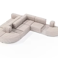 Modern Beige Linen Sectional Sofa With Modular Design And Comfortable Seating 3d model