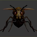 Detailed 3D Wasp Model With Yellow Black Stripes Red Eyes And Transparent Wings