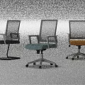 Modern Office Chair With Mesh Back Different Color Seats And Base Types 3d model