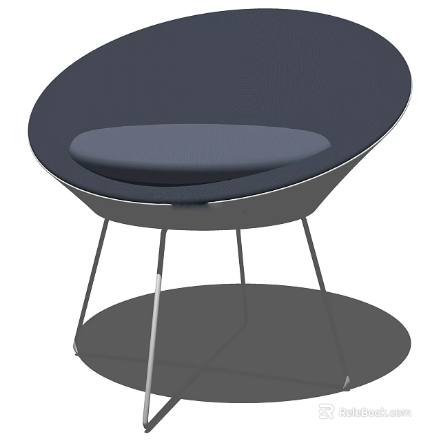 Modern Deep Blue Leisure Chair With Mesh Fabric And Metal Frame Round Design Structure 3d model 