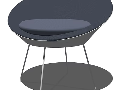Modern Deep Blue Leisure Chair With Mesh Fabric And Metal Frame Round Design Structure 3d model