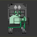 Green And Gray Heavy Duty Construction Vehicle With Platform And Wheels