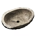 Natural Stone Washbasin with Irregular Shape and Textured Surface for Rustic Bathroom Decor 3d model