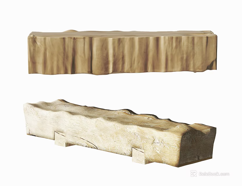 Fabric Upholstered Stool And Natural Textured Material Stool Modern Home Design Ideas 3d model 