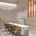 Modern Beauty Salon Interior Design With Glass Counter Wooden Chairs And Illuminated Product Shelves