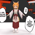 Anime Game Character Senko As Divine Spirit Fox In Traditional Kimono With Torii Gates