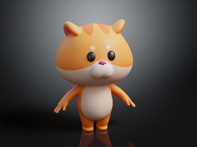 Modern game character kitten cat cartoon orange cat model