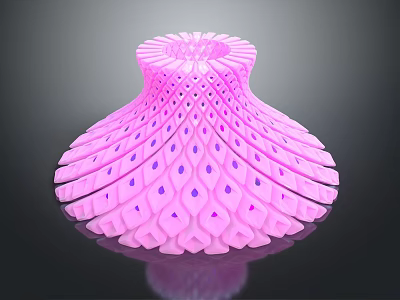 Pink Plant With Unique Petal Like Hollow Structure And Purple Accents 3d model