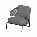 Modern Gray Single Sofa With Woven Backrest And Metal Leg Design 3d model