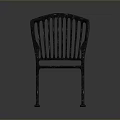 Modern Metal Single Chair With Armrest And Slatted Backrest On Reflective Floor