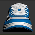 White Blue Black Casual Sneakers With White Laces And Side Triangle Logo