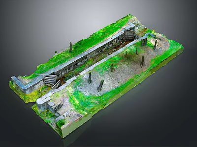 Modern Garden Model With Stone Structure And Green Vegetation Design 3d model