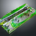 Modern Garden Model With Stone Structure And Green Vegetation Design