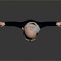 3D Cartoon Game and Movie Character of Elderly Man in Suit with Glasses Arms Outstretched