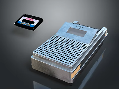 Vintage Retro Tape Player With Cassette Tape Classic Design And Metal Casing 3d model