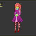 Game And Movie Character Design With Twintails White Shirt Black Pleated Skirt And Striped Socks