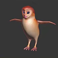 Cute Cartoon Bird Character With Red Head White Orange Body And Purple Claws