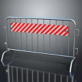 Metal Safety Barrier With Red White Striped Panel For Construction Site Security 3d model