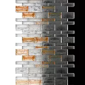 Modern Glass Block Room Divider With Silver Frames And Orange Decorative Tiles