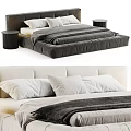 Light And Dark Modern Double Beds With Soft Pillows Cozy Blanket And Nightstands