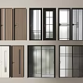 Various Sliding Doors Styles with Glass Panels and Wooden Frames 3d model