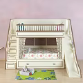 Children's Bunk Bed With Slide Tree Shaped Stairs And Floral Mattress