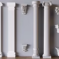 European Roman Column Simple European Column Roman Column Carved Column Head Column Square Column 3d model