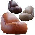 Comfortable Leather Bean Bag Chair in Dark Brown and Light Brown Colors