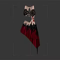 Fashionable Women Dress With Black Lace Details And Red Black Asymmetrical Hem