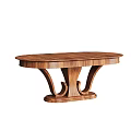Elegant Solid Wood Oval Shaped Dining Table With Unique Curved Base Design