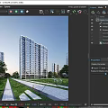 Modern High Rise Residential Building With Glass Windows And Surrounding Greenery Trees