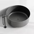 Modern Sleek Grey Freestanding Bathtub Design With Black Faucet And Shower Fixtures