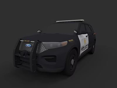 Ford Police Car With Roof Mounted Emergency Lights Front Bumper Guard And POLICE Badge Decals 3d model