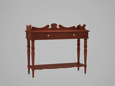 Traditional Wooden Entryway Console Table With Decorative Top Drawers Carved Legs And Lower Shelf 3d model