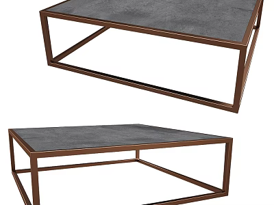 Modern Sleek Coffee Table With Geometric Metal Frame And Gray Tabletop Design 3d model