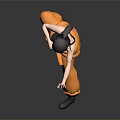 Game Movie Character Female Black Tank Top Orange Pants Sunglasses Martial Arts Stance 3D Render