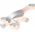 Orange and Black Drone with Four Propellers and Wheels for Land Air Use
