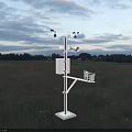 Environmental Monitoring Equipment With Metal Stand Square Enclosure Sensors Cameras And Antennas