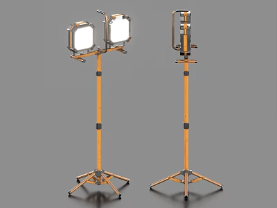 Two Adjustable Floor Lamps With Tripod Base And Square Light Panels For Studio Use 3d model