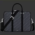 Elegant Patterned Leather Briefcase With Black Shoulder Strap And Top Handles