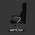 Black Leather Office Chair With High Backrest Padded Panel Design And Silver Five Star Casters