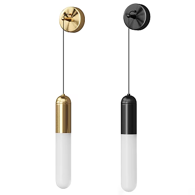 Modern Minimalist Wall Lamps In Gold And Black With Cylindrical White Shade Design 3d model