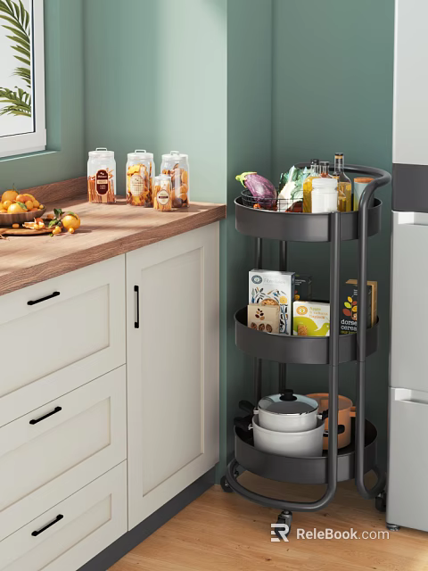 Modern Bathroom Cabinet Rack With White Frame And Multi Layer Storage Design 3d model 