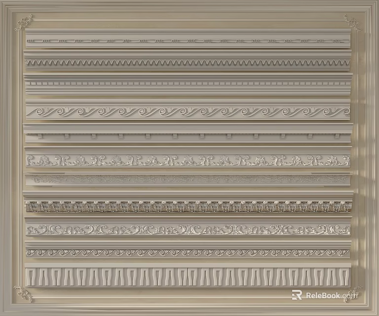 Various Decorative Plaster Cornice Patterns for Interior Ceiling and Wall Decoration 3d model