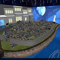 Cultural Center Showcasing Ancient City Model With Night Scene Lighting And Silhouettes