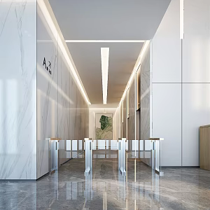 modern elevator hall 3d model