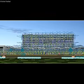 Modern Office Building Exterior Design With Glass Curtain Wall And Commercial Areas