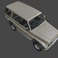 Classic Toyota SUV Front View With Round Headlights And Silver Bumper 3d model