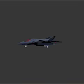 Blue Fighter Jet Model With Futuristic Streamlined Design And Red Cockpit