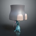 Cute Unique Decorative Lamp With Gray Lampshade Blue Mouse White Ears Pink Nose